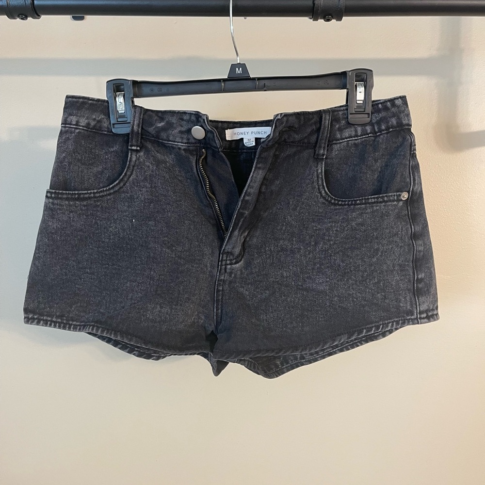 Honey Punch Charcoal Jean Shorts